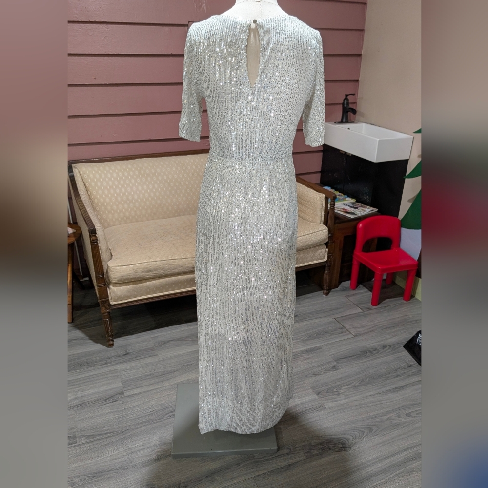 White with Silver Sequin Gown - Picture 2 of 3
